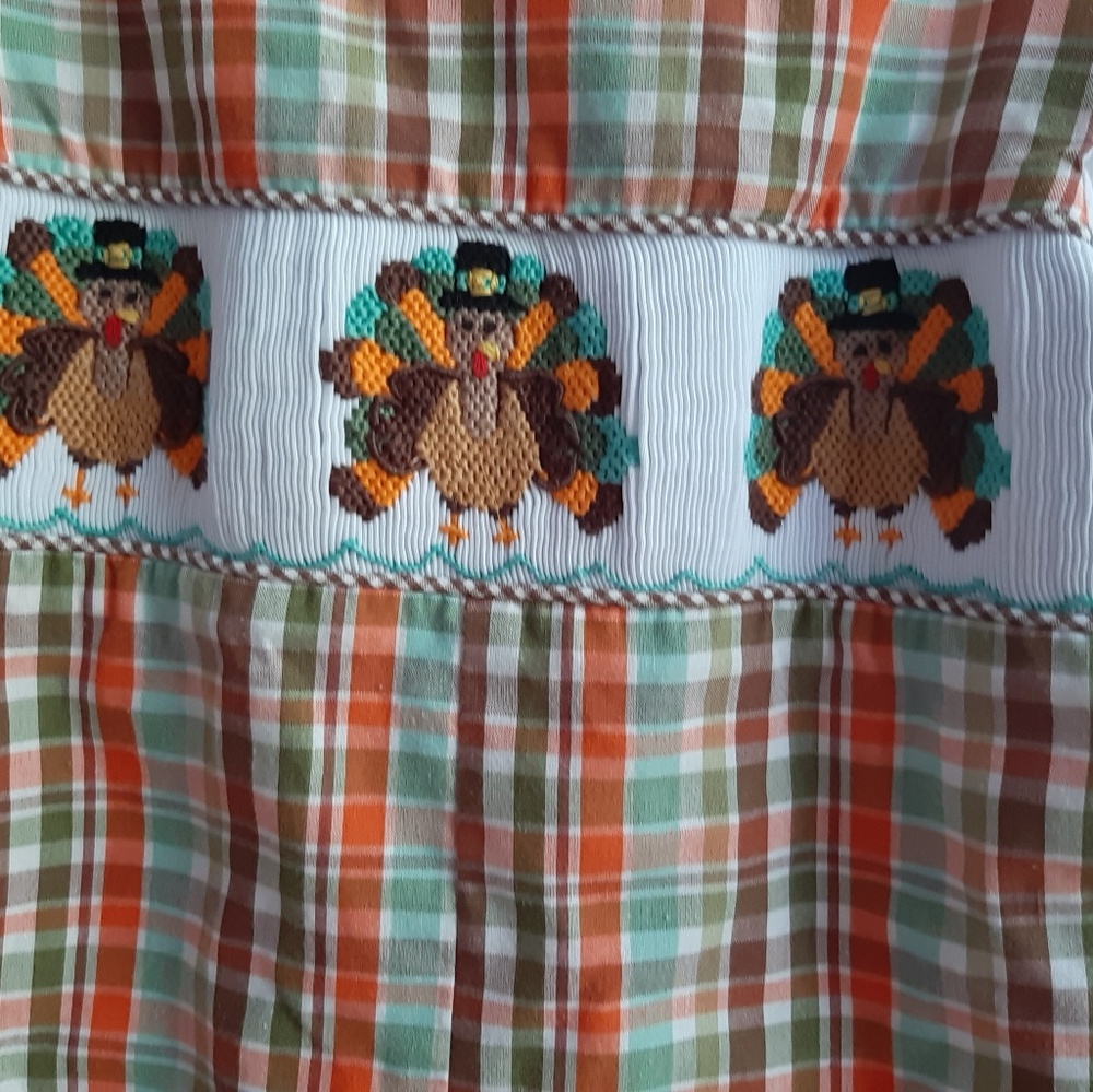 Smocked Thanksgiving Coveralls w shirt - Picture 2 of 2
